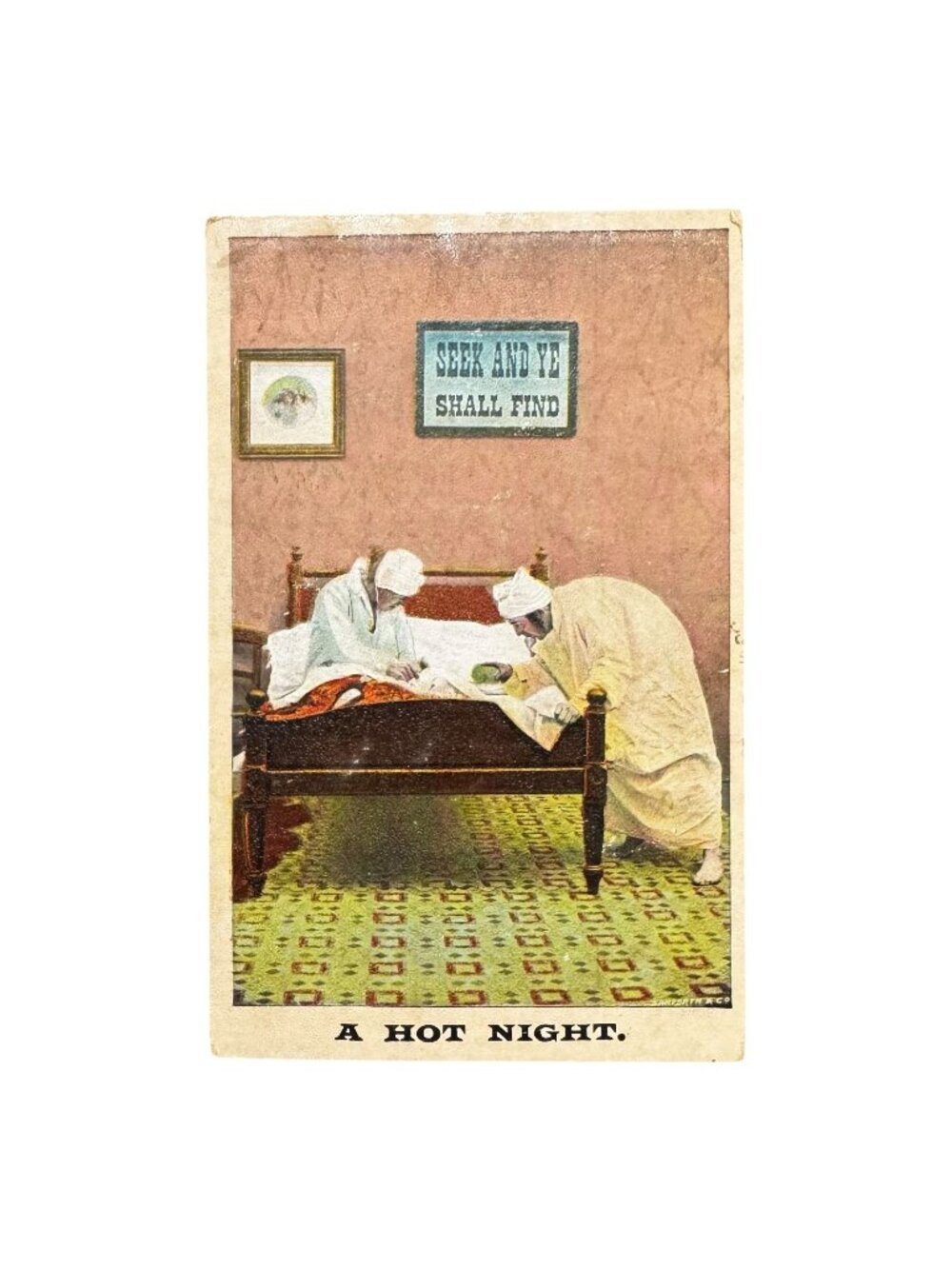 Vtg Postcard A Hot Night Bamforth Co Antique Edwardian Comic Humorous Art 1900s